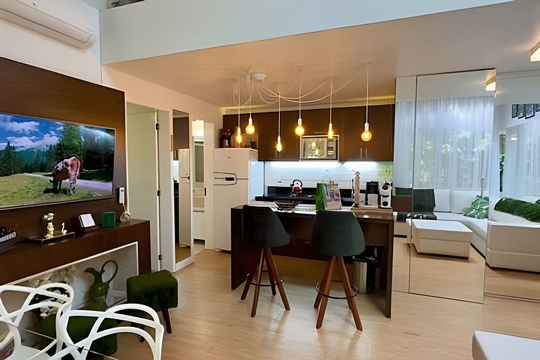 Apto Familiar|7 hospedes|2Q|Condominio|Lareira