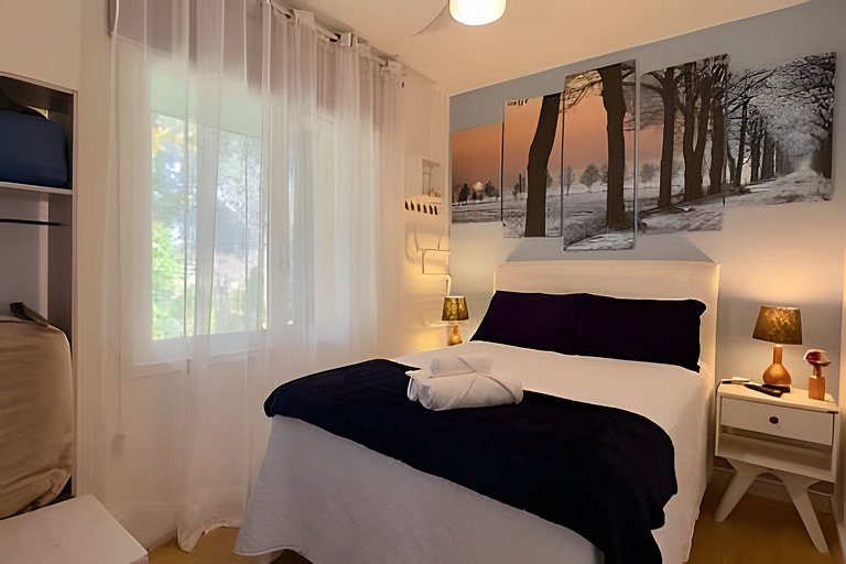 Apto Familiar|7 hospedes|2Q|Condominio|Lareira