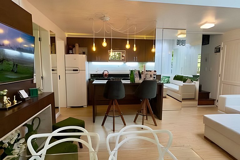 Apto Familiar|7 hospedes|2Q|Condominio|Lareira